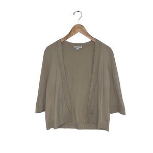 Pendleton Vintage Silk Cardigan‎ Sweater Women's Size Large Beige Tan 3/4 Sleeve